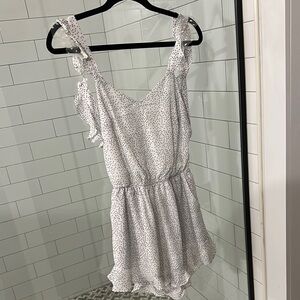 White Polka Dot Ruffle Romper